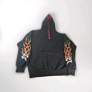 Vintage Y2K Sapphire Lounge Faded Embroidered Flame Sleeves Large Jnco Style